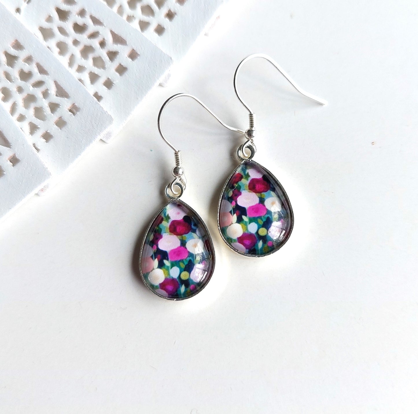 Glass Dome Earrings - Sterling Silver Hooks