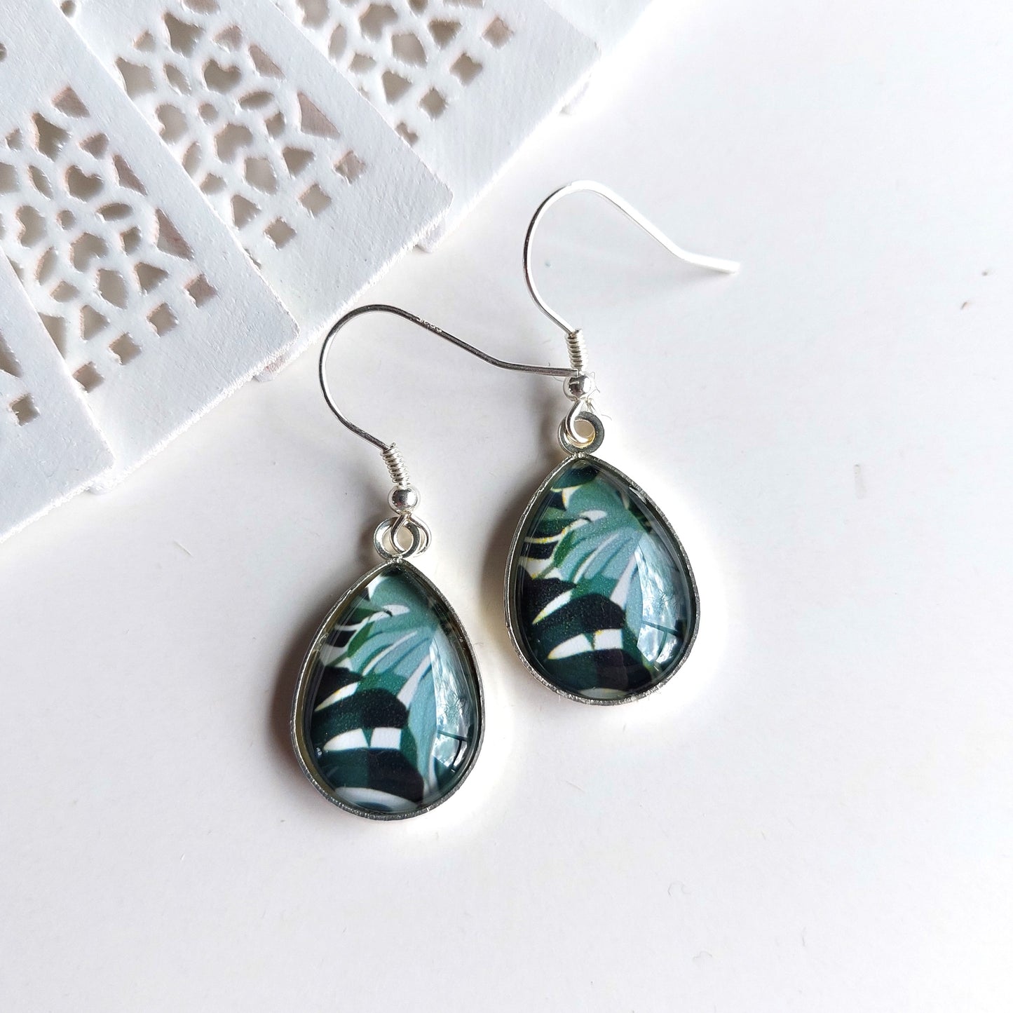 Glass Dome Earrings - Sterling Silver Hooks