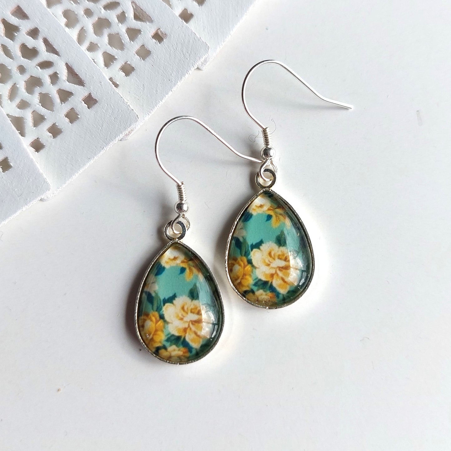 Glass Dome Earrings - Sterling Silver Hooks