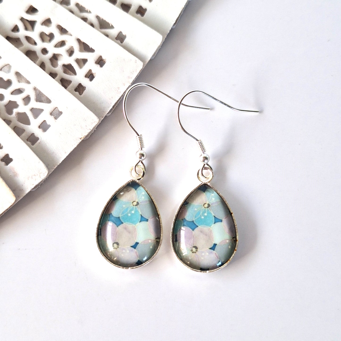 Glass Dome Earrings - Sterling Silver Hooks