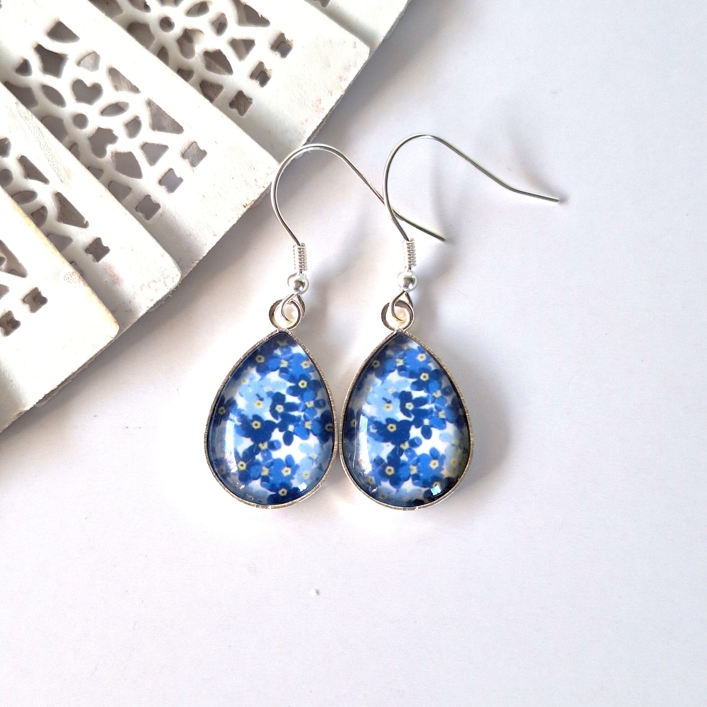 Glass Dome Earrings - Sterling Silver Hooks