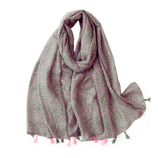 Pink and Green Ditsy Scarf