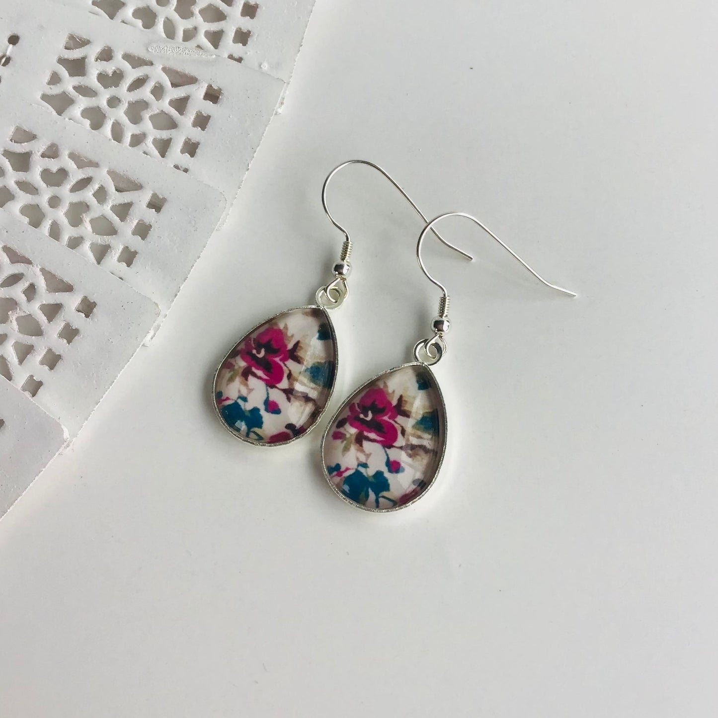 Glass Dome Earrings - Sterling Silver Hooks