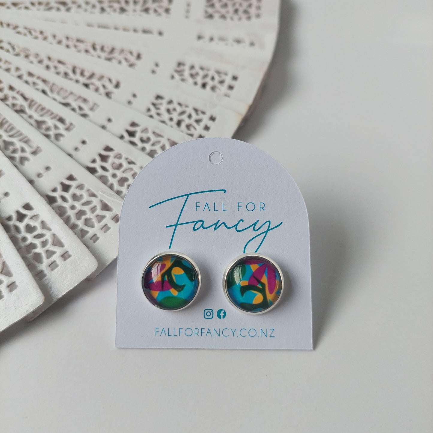 Glass Dome Studs Earrings - 12mm