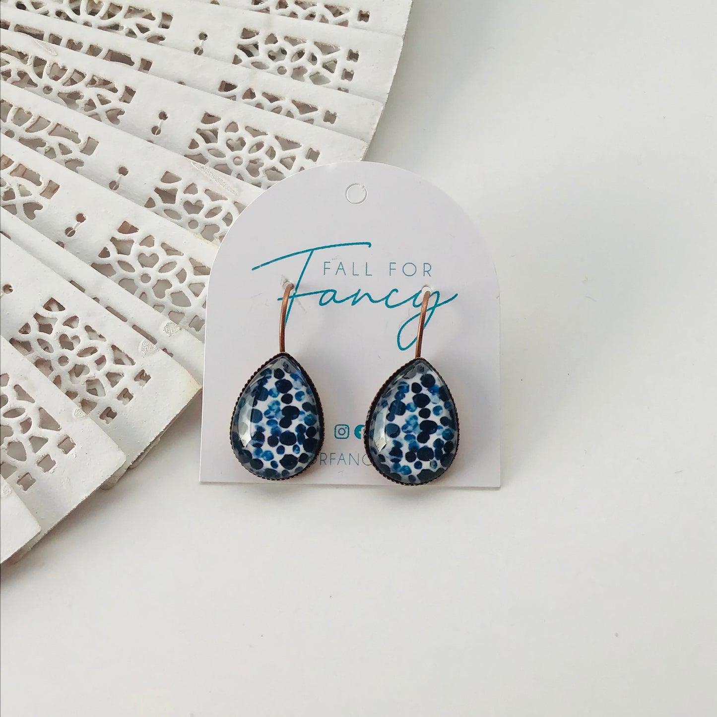 Glass Dome Tear Drops Earrings