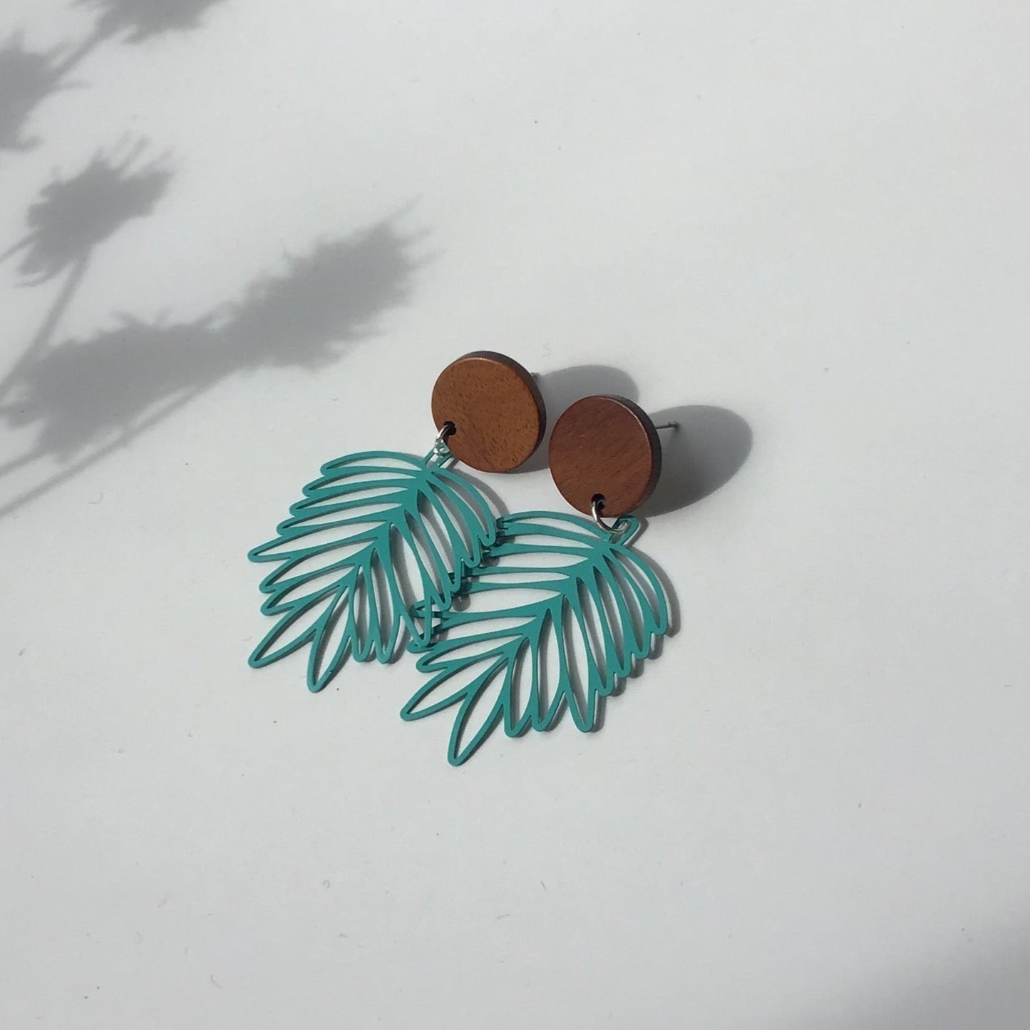 Paradise Palm Earrings with Wood Stud