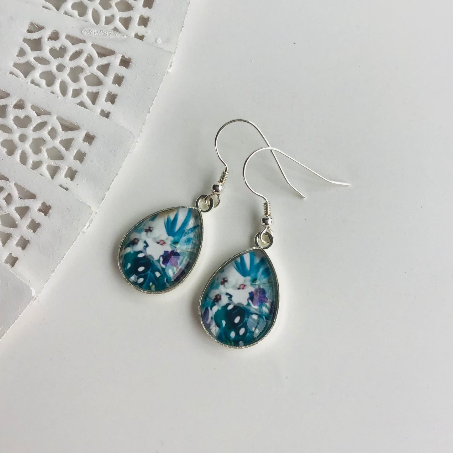 Glass Dome Earrings - Sterling Silver Hooks