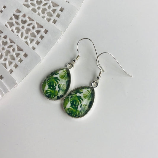 Glass Dome Earrings - Sterling Silver Hooks