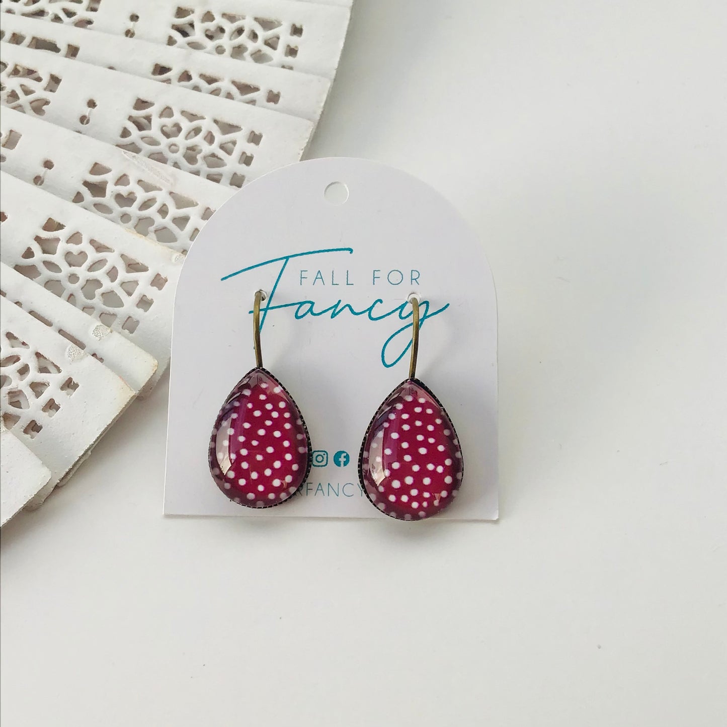 Glass Dome Tear Drops Earrings