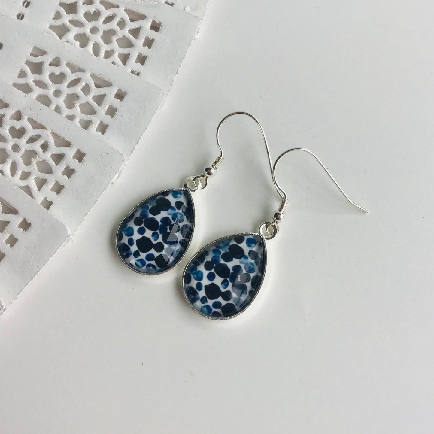 Glass Dome Earrings - Sterling Silver Hooks