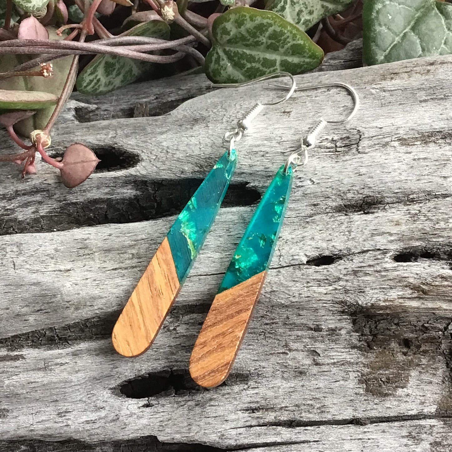 Slender Tear Drop Earrings - Turquoise